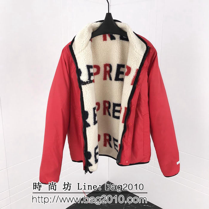 SUPREME 18FW 雙面穿 定制提花羊羔絨 男款棉服 ydi2588